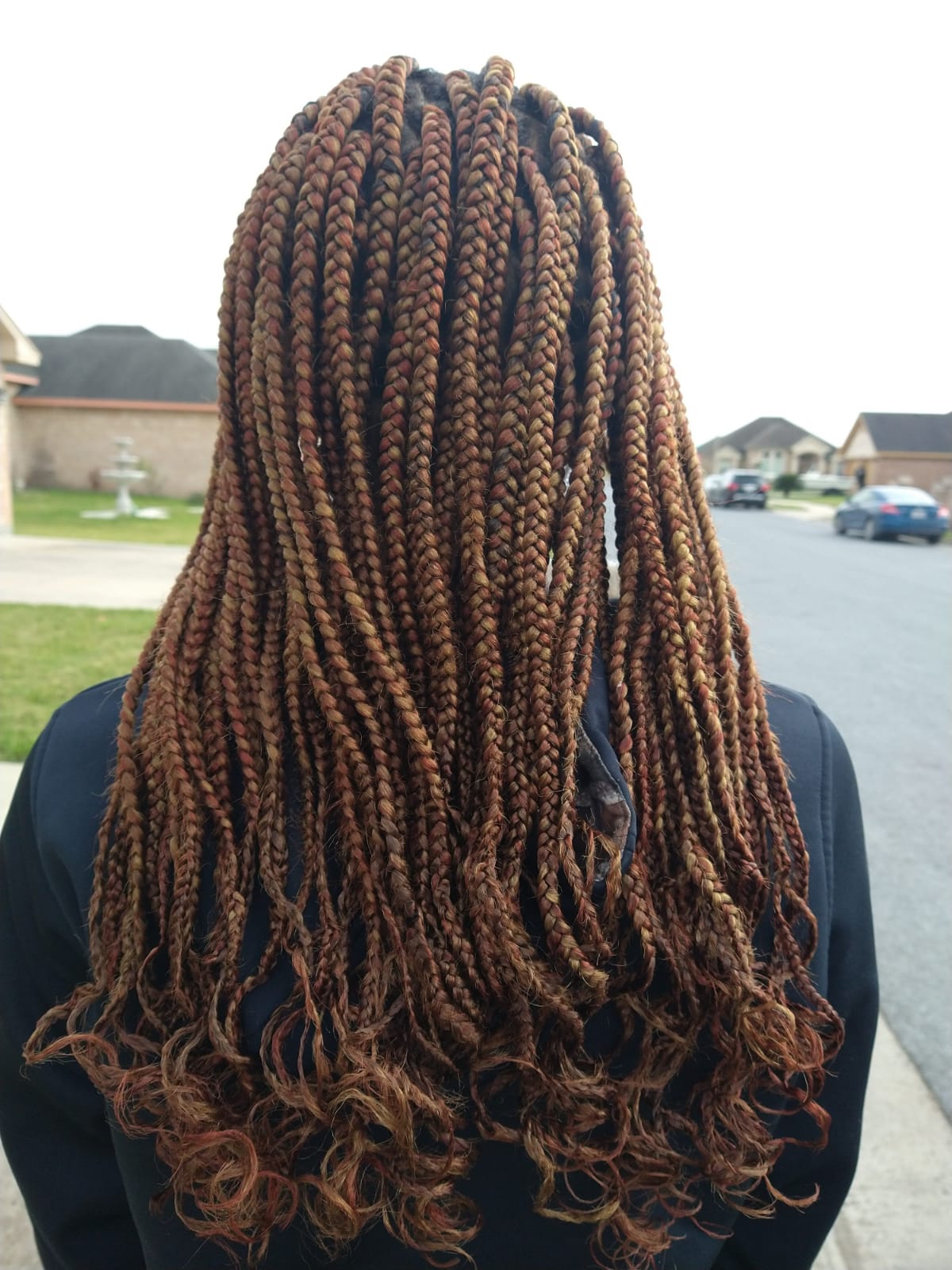 Brown and orange braid hairstyle