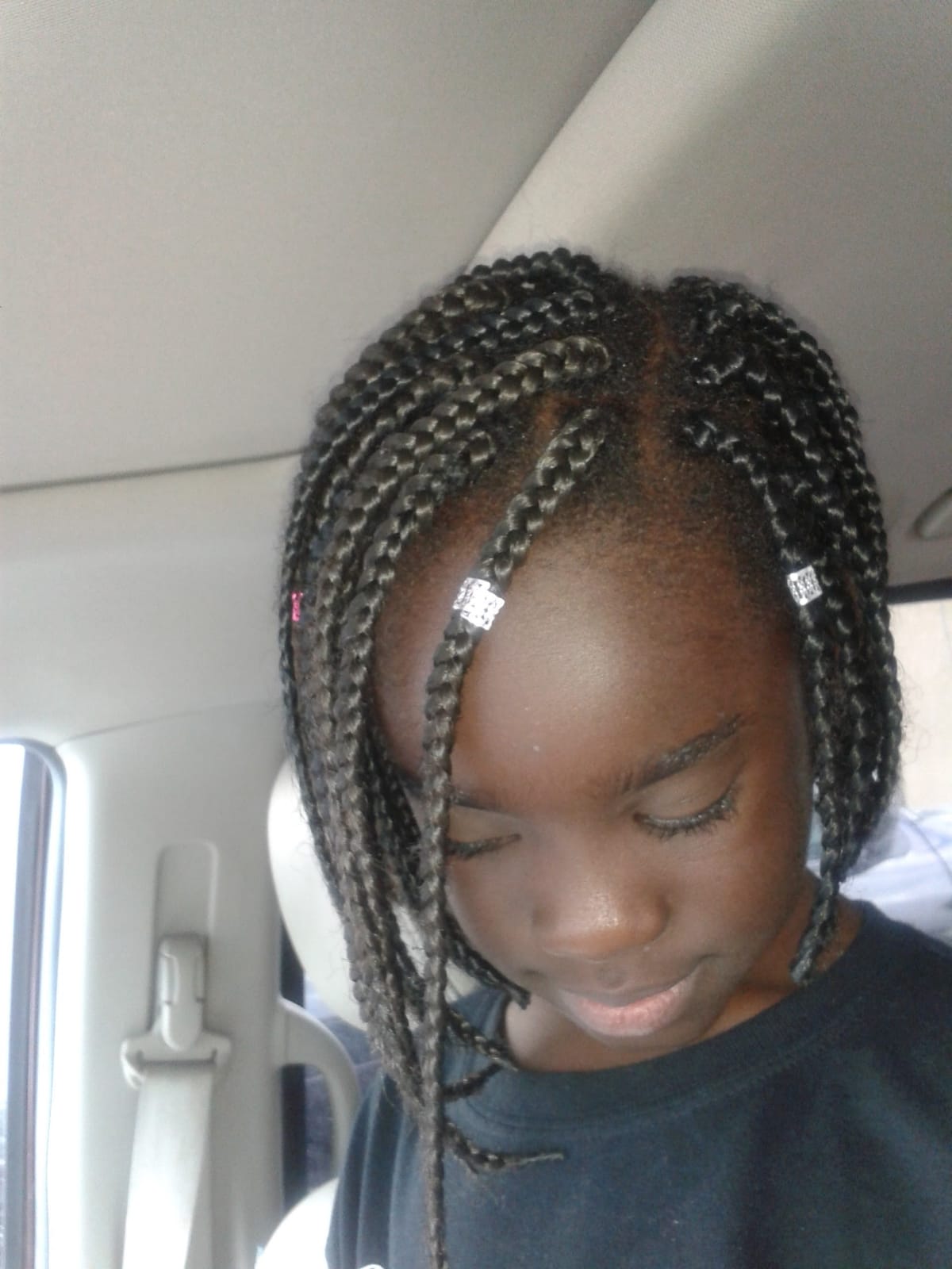Front view of black braid hairstyle