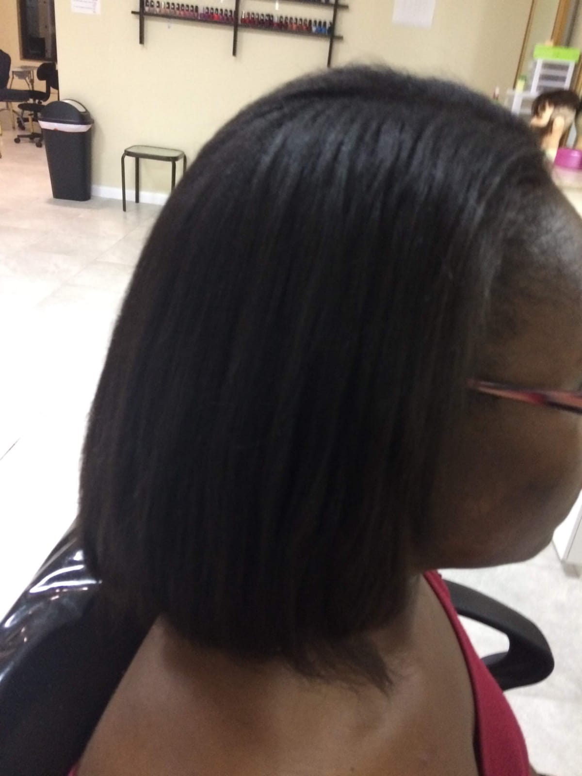 Black straightened hairstyle