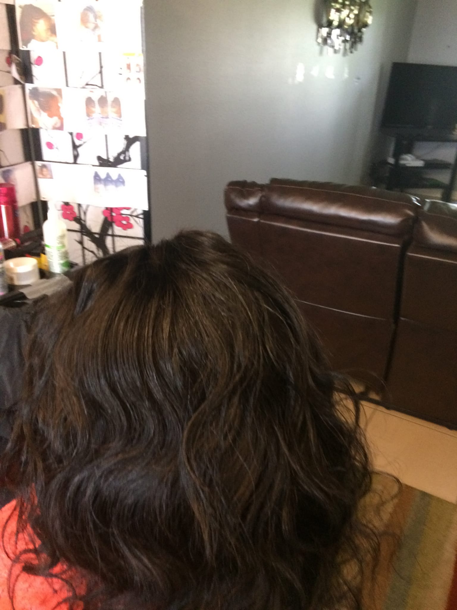 Dark-brown wavy sewn-in hairstyle