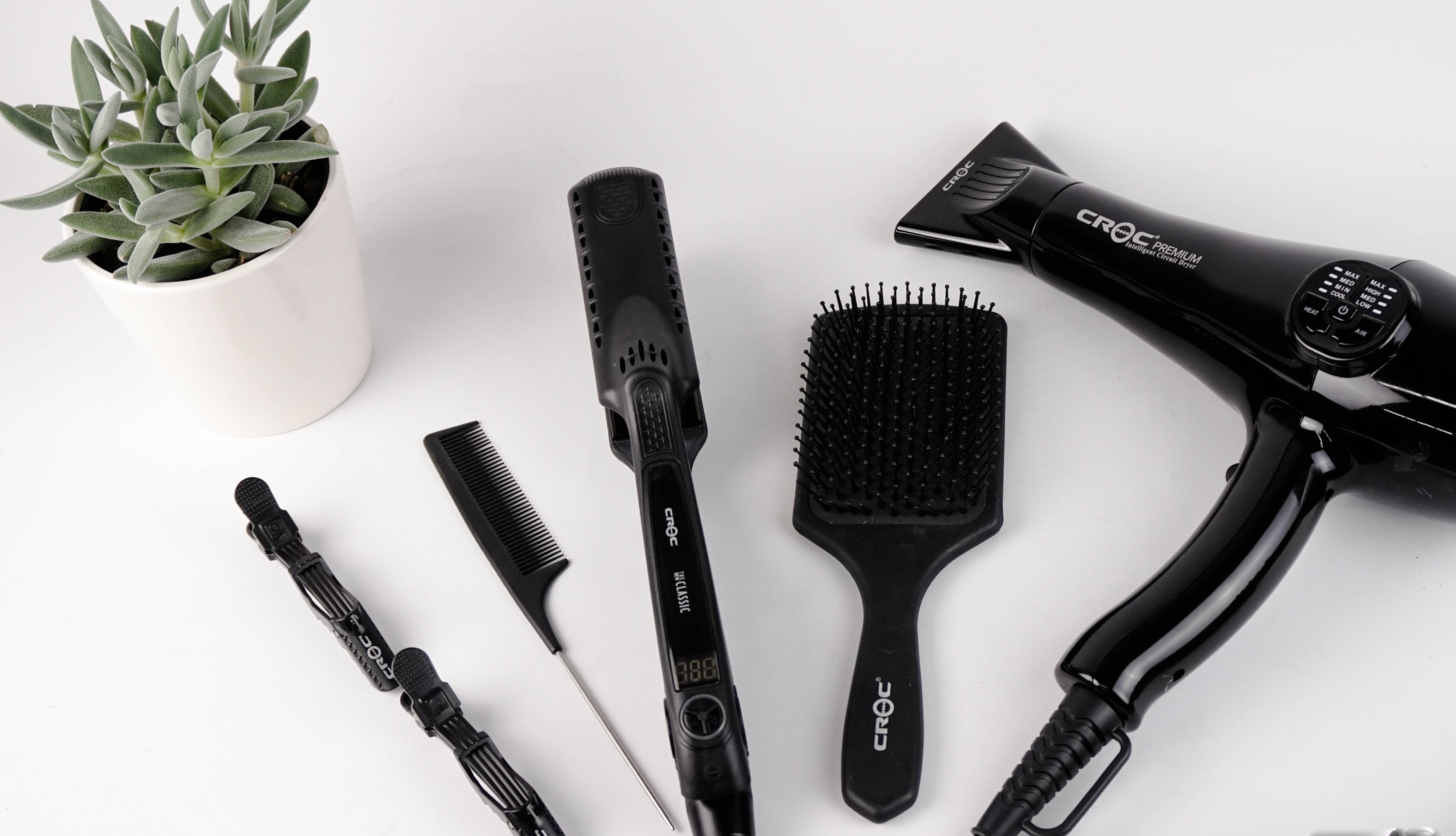 Hair dryer, straightener, comb and brush